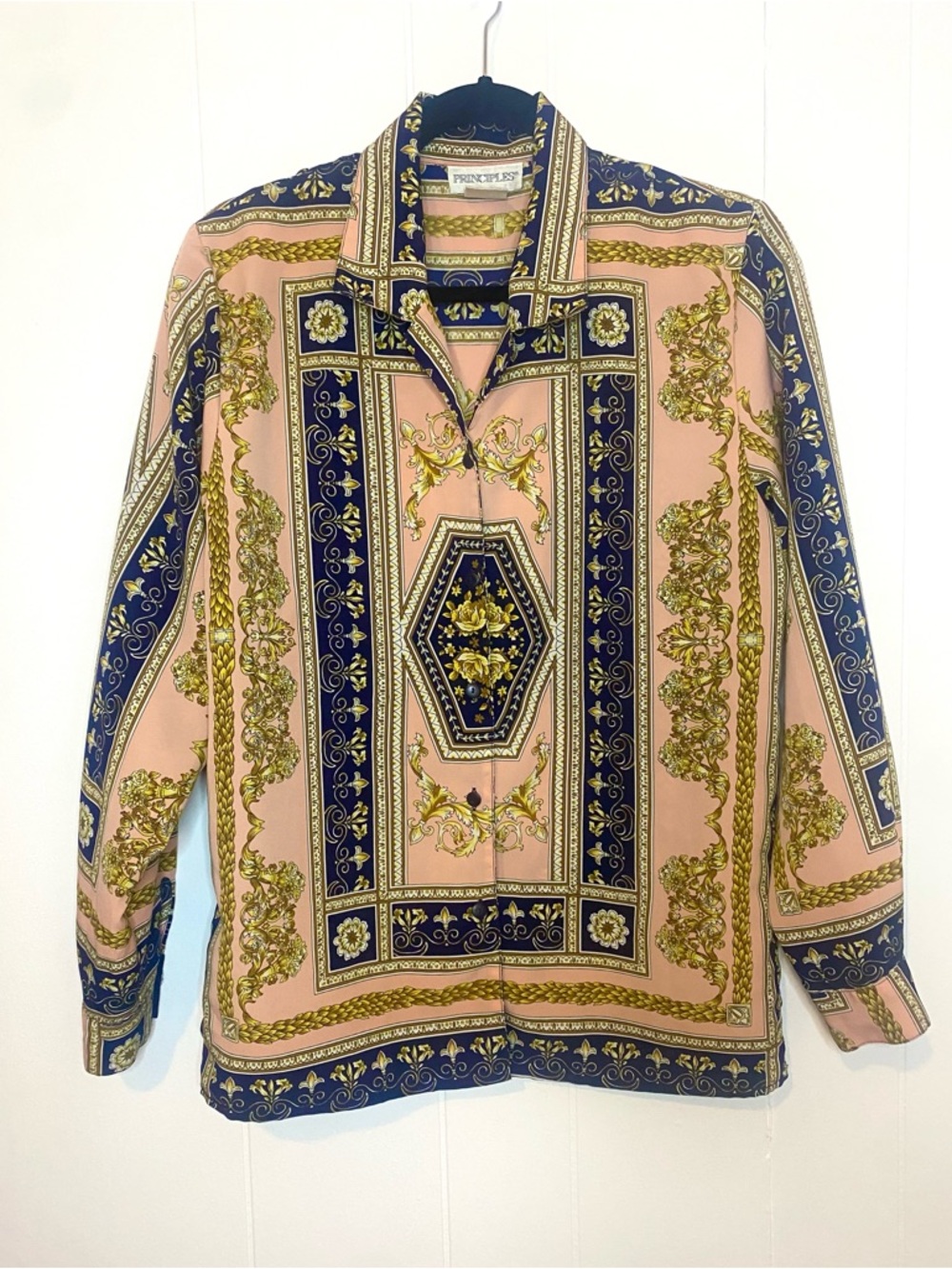 Principles Pink & Navy Baroque Print Button-Down Shirt